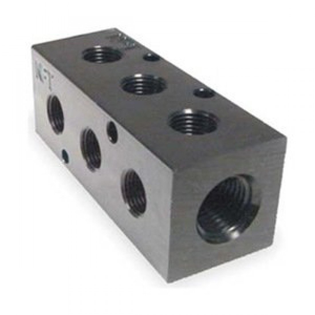 2012+ 8 Port 90 Degree Air Junction BoxBlack Anodized Aluminum (2) 3/8" NPT End Ports (6) 1/4